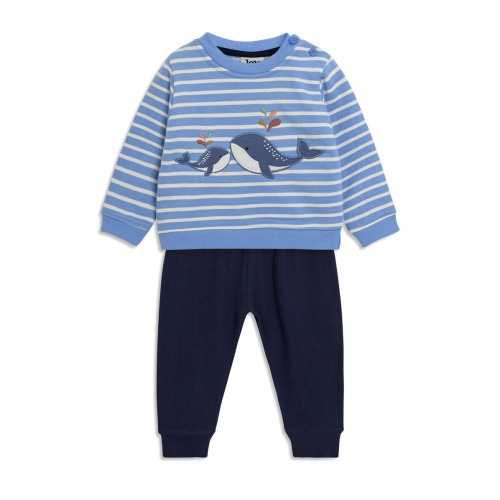 Whale Appliqué Sweatshirt & Crinkled Joggers Set, 3-6M- Only a few left