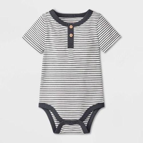 Baby Boys' Henley Bodysuit - Cat & Jack™ Black/gray 6-9m