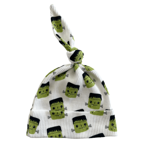 Organic Waffle Knot Beanie, Halloween Monster