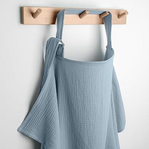 Comfy Cubs Nursing Cover for Baby Breastfeeding - 100% Muslin Cotton, Soft & Breathable Cotton, Breastfeeding Pumping Cover for Mom, with Rigid Hoop - Privacy Unisex Lightweight Wrap (Pacific Blue)