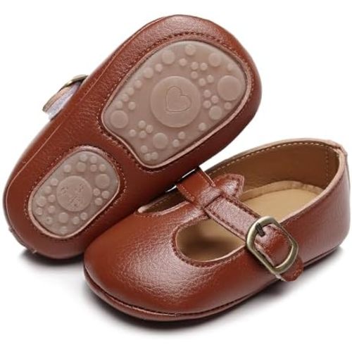 HONGTEYA Baby Moccasins with Rubber Sole&Soft Sole - Flower Print PU Leather Tassel Bow Girls Ballet Dress Shoes for Toddler