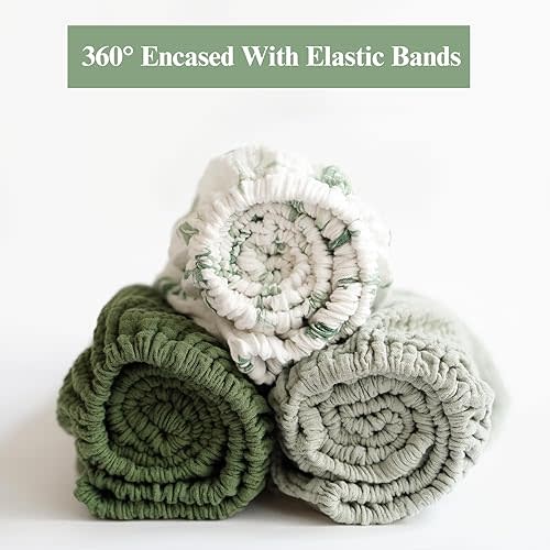 3 Pack Muslin Changing Pad Covers for Girl, Boy, 100% Soft Cotton Changing Table Cover, Breathable Baby Nursery Diaper Chang Pad Sheets (Leaf)