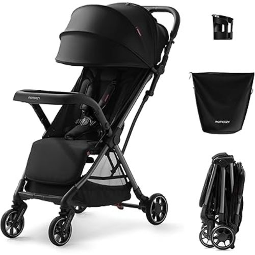 Momcozy ClickGo Lightweight Stroller, Compact Travel Stroller for Airplane with One-Click Fold, Baby Stroller and Toddler Stroller with Large Canopy for Kids from 6 Months to 50 Lbs