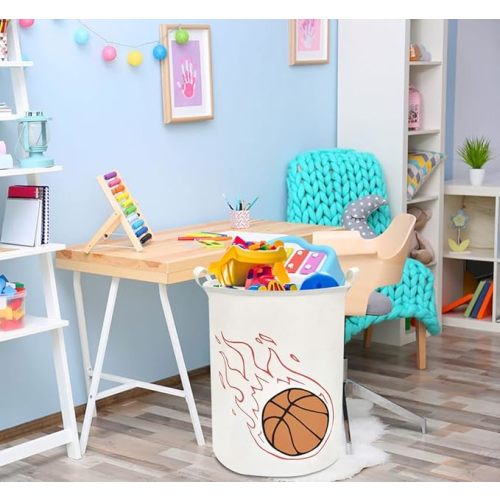 HKEC 19.7’’ Basketball Laundry Hamper, Dirty Clothes Hamper for Boys Room,Sports Laundry Basket,Toy Bins, Gift Baskets,Baby Nursery(Basketball)