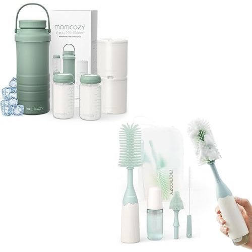 Momcozy Breast Milk Cooler & Bottle Brush Green