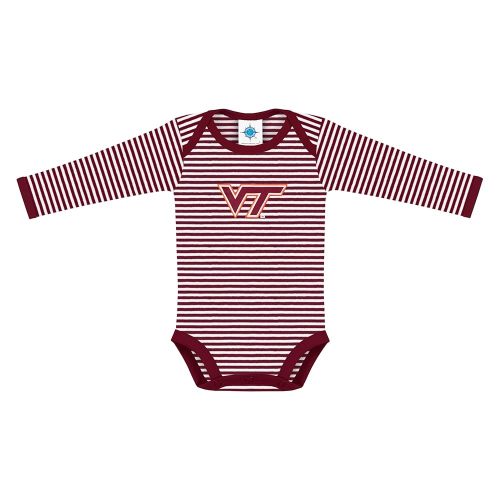 Creative Knitwear College Baby Striped Long Sleeve Bodysuit - Team Logo, Multiple Colors, Unisex (0-12 Months)