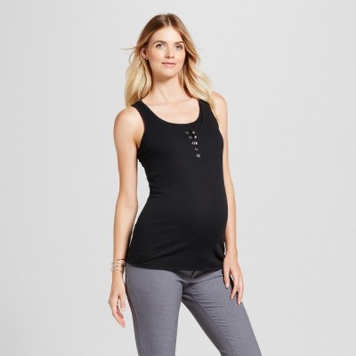 Nursing Henley Maternity Tank Top - Isabel Maternity by Ingrid & Isabel™, Color: Black, Size: L