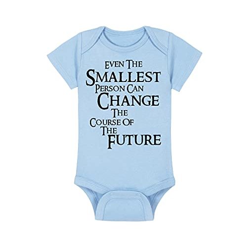 Fantasy Movie Baby Onesie - Even The Smallest Person Can Change The Course Of The Future (6-12 Month - Blue Fabric - Black Design)