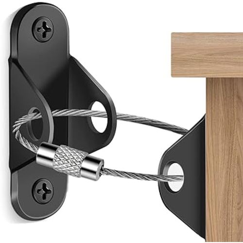 Furniture Anchors (10 Packs) Anti Tip Furniture Anchors for Baby Proofing, Furniture Wall Anchor Earthquake Straps for Furniture Dresser Wall Safety Anchor Furniture Fasteners to Wall, Black