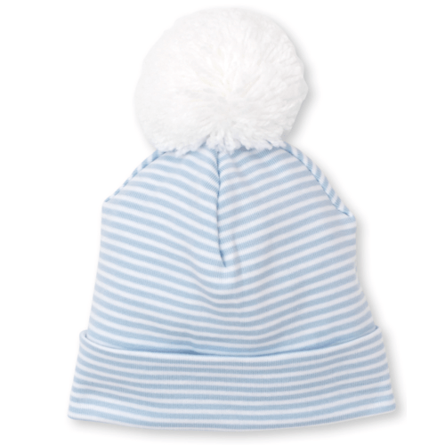 Classic Rib Striped Pom Hat, Blue