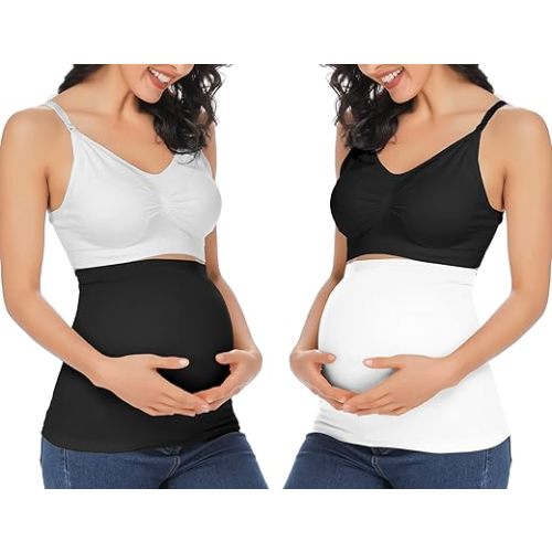 Rheane Non-slip Silicone Belly Band with Pants Extenders/Seamless Pregnancy Belly Band Clothing Extender