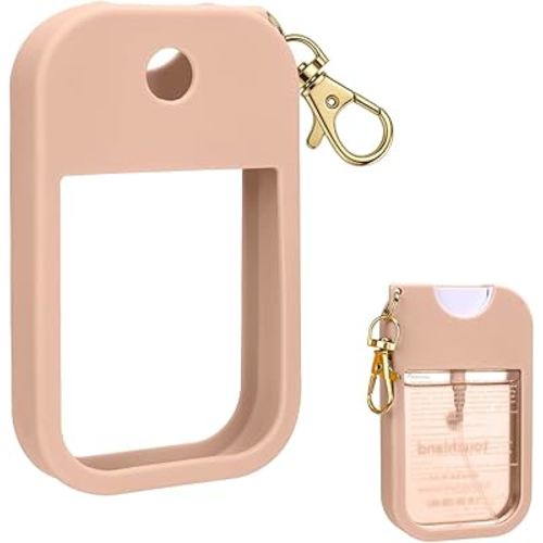 AIERSA Hand Sanitizer Spray Case Compatible with Touchland, Silicone Hand Sanitizer Case Holder with Keychain for Touch Land Mist Case 1FL. OZ (Blush Beige)