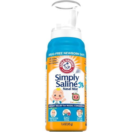 Arm & Hammer Simply Saline Jr. Nasal Mist 1.6oz, CoComelon, Drug-Free Newborn Safe, 1-Count