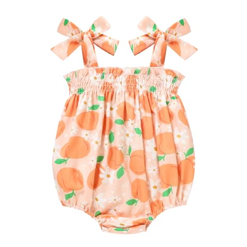 ZOELNIC Baby Girl Summer Clothes Newborn Girl Outfits Cute Strap Baby Girl Romper Jumpsuit Infant Floral One Piece Bodysuit