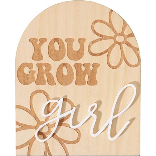 You Grow Girl Wooden Plaque - Kids Bedroom Nursery Decoration, Daisy Wooden Arch Nursery Sign, Bohemian Girl Room Decor, Daisy Flower Sign