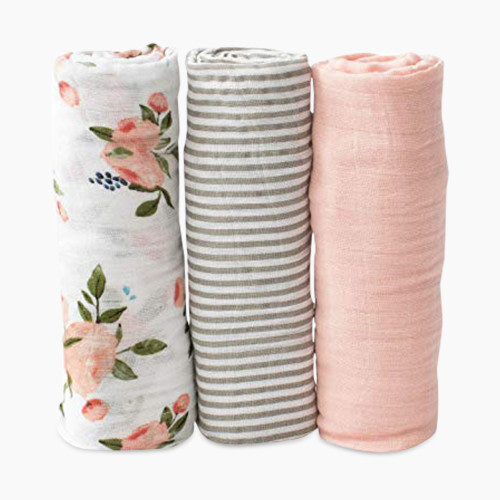 Little Unicorn Cotton Muslin Swaddle 3 Pack - Watercolor Roses