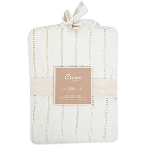 CRANE BABY Tassel Trim Crib Skirt, White