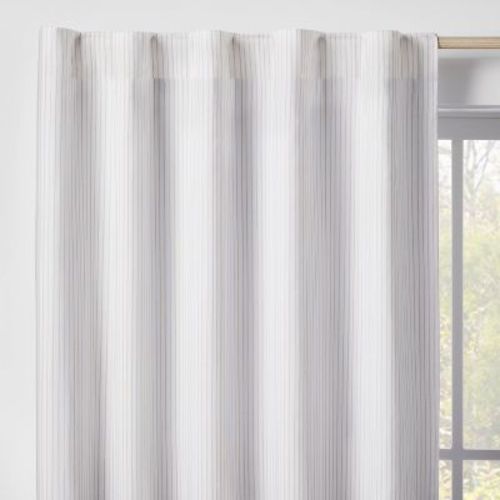 42"W x 84"L Irregular Mini Striped Kids' Blackout Window Curtain Panel Black - Pillowfort™