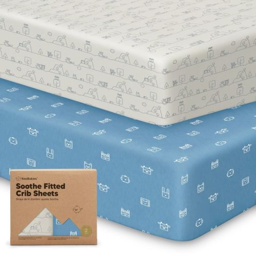 KeaBabies 2pk Soothe Fitted Crib Sheets Neutral, Organic Baby Crib Sheets, Fits Standard Nursery Baby Mattress