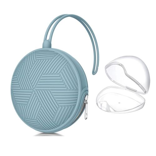 Smlpuame Pacifier Holder Case,BPA Free Portable Silicone Baby Pacifier Cover Pouch for Diaper Bag Stroller,Travel Outdoor Activities,Easy to Clean(Blue)