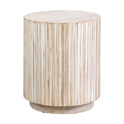 Hashire Round End Table White Wash/Tan - East at Main