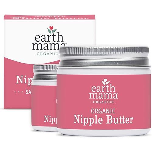 Earth Mama Organic Nipple Butter™ | Nipple Cream Safe for Breastfeeding | Postpartum Essentials for Nursing | Non Lanolin Nipple Cream, 2 fl oz (2-Pk)