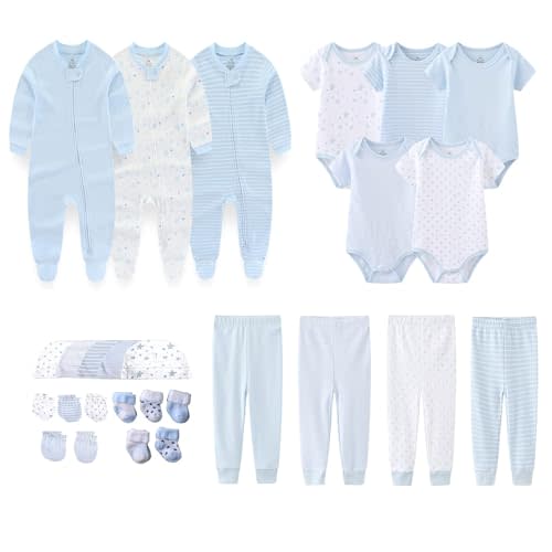 MAMIMAKA Newborn Layette Gift Set 27-Piece Baby Girl Clothes Bodysuits, Pants Essentials and Accessories 0-12Months