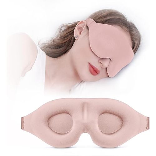 YIVIEW Sleep Mask for Side Sleeper, Complete Light Blocking 3D Pink Sleeping Eye Mask, Soft Breathable Eye Cover for Women Men, Relaxing Zero Pressure Night Blindfold