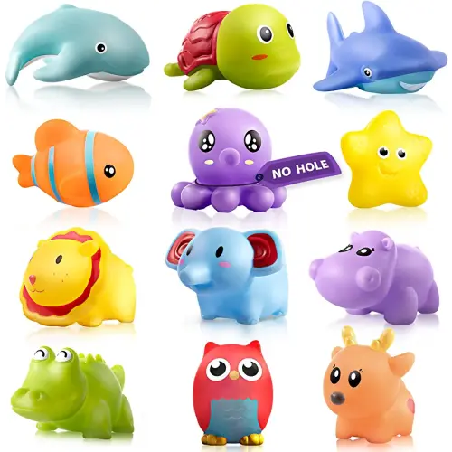 Hely Cancy Infant Bath Toys for 18 Months - No Hole Animal Bathtub Toys, Baby Bath Tub Toys