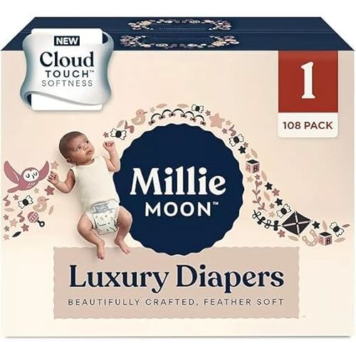 Millie Moon Luxury Diapers - (Size 1 and Count 108), White
