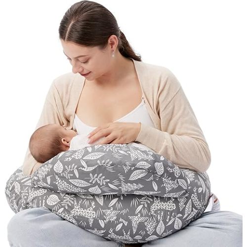 Momcozy Original Nursing Pillow, Ergonomic Breastfeeding Pillows with Security Fence for Baby, Adjustable Waist Strap and Removable Cotton Cover, Gazelle