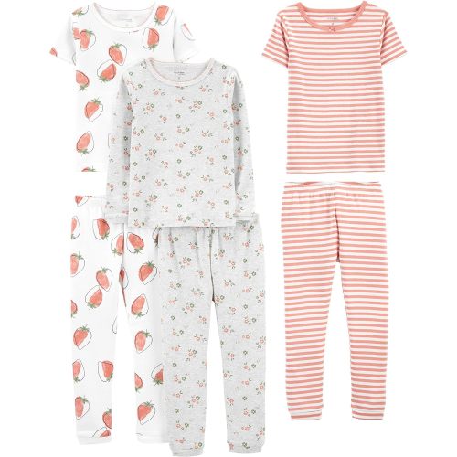 Amazon.com: Simple Joys by Carter's Girls' 6-Piece Snug Fit Cotton Pajama Set: Clothing, Shoes & Jewelry