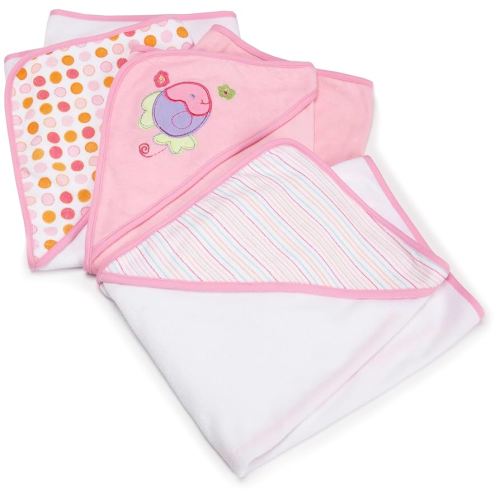 Spasilk 3 Pack Soft Terry Hooded Towel Set, Pink