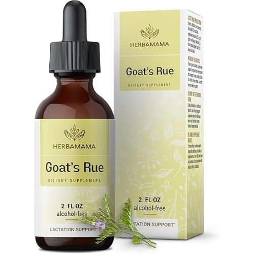 HERBAMAMA Goat's Rue Tincture - Vegan Galega Officinalis Extract for Lactation Support - Breastfeeding Support Drops - Non-GMO, Alcohol & Sugar-Free Goat's Rue Lactation Supplement, 28-Day Supply