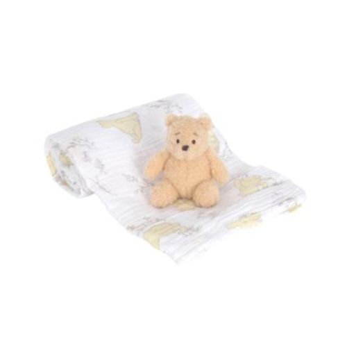 Disney Baby Winnie the Pooh Swaddle Blanket & Plush Toy Gift Set