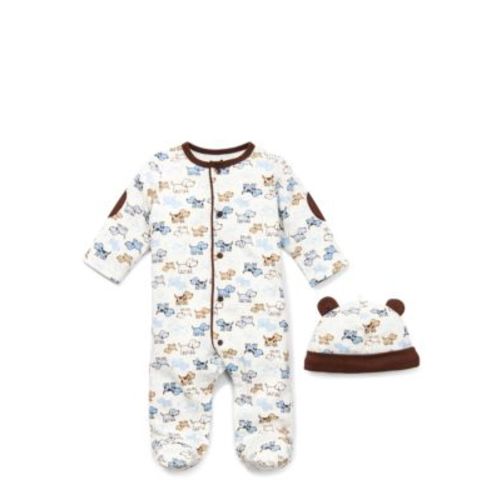 Baby Boys White Puppy Footie Set