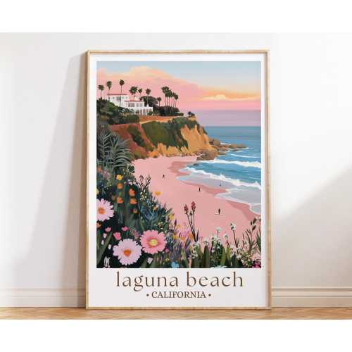 Laguna Beach Print, California Coastal Poster, Scenic Ocean View Art, Tropical Getaway Decor