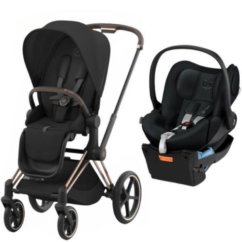 Cybex Priam V22 Pram with Rose Gold Chassis + Cybex Cloud Q Capsule with Base Stardust Black