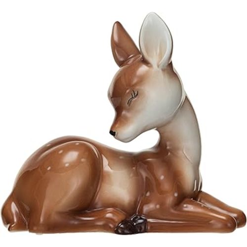 Creative Co-Op Decorative Ceramic Lying Fawn, Brown and White
