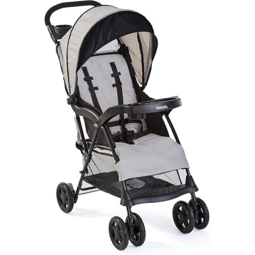 Kolcraft Cloud Plus Lightweight Toddler Umbrella Baby Stroller with Large Storage Basket and Canopy, Reclining Seat, Child and Parent Trays, Compact Easy Fold for Summer Travel - Slate Gray