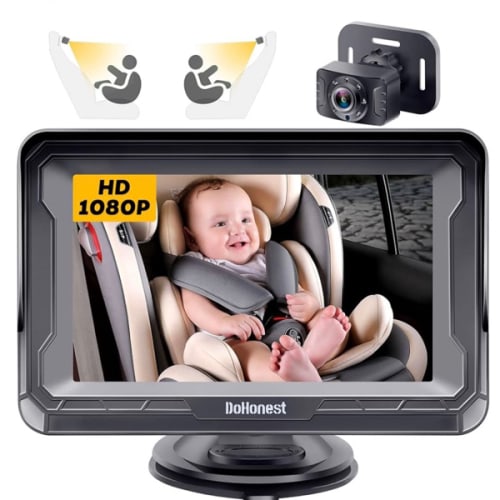 DoHonest Baby Car Camera HD 1080P - Rear-Facing Car Baby Monitor with Night Vision, Adjustable View Angle, Easy Setup, Anti-Glare Display, Safety for Kids & Infants