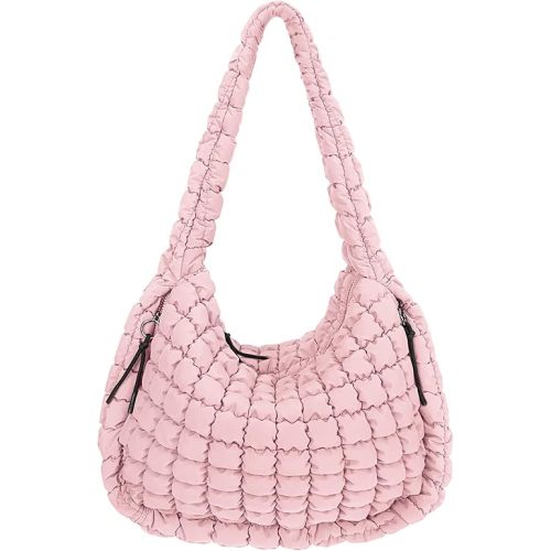 Juoxeepy Quilted Tote Bag Large Carryall Puffer Shoulder Bag Lightweight Padding Hobo Bag