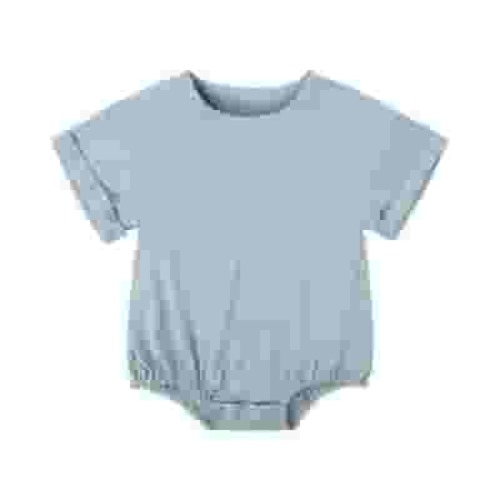 Lenago Organic Cotton Baby Boy Bubble Romper Solid Crewneck Short Sleeve Oversized One-Piece TShirt Onsies Top Summer Clothes