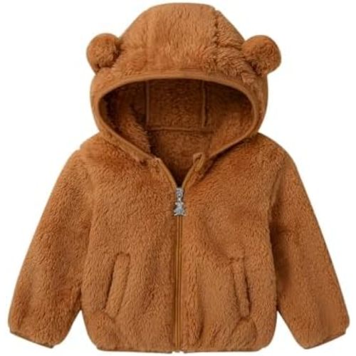 Baby Toddler Fleece Jacket with Hood Boys Girls Cute Bear Coats Hoodies