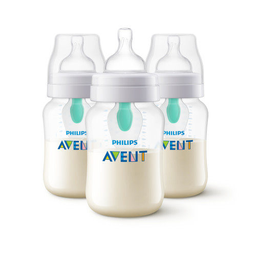 Philips Avent Anti-colic Bottle with AirFree Vent, 1m+, 9oz, Clear, 3pk, SCY703/03