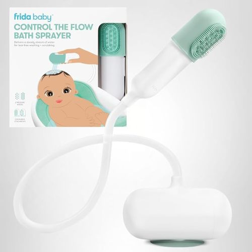 Frida Baby Control The Flow Bathtub Sprayer Attachment for Baby Bathtub, Shower Head with Scalp Massager, Control Waterflow with 2 Pressure Modes