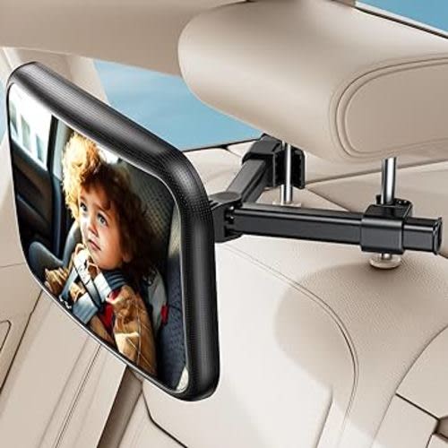 Baby Car Mirror for Baby Car Seat Safely Mirror Hook Clip Design for Rear Facing Infant Newborn 360° Rotation Baby Backseat Mirror with Wide Clear View, Shatterproof, Easy Install Baby Essentials