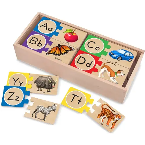 Melissa & Doug Self-Correcting Alphabet Wooden Puzzles With Storage Box (52 pcs)