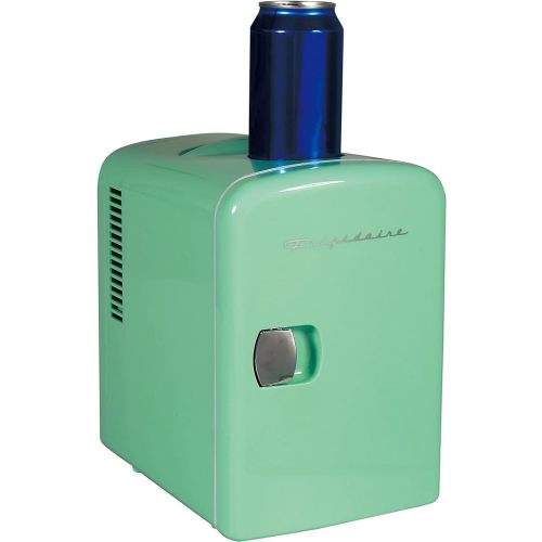 Frigidaire Mini Portable Compact Personal Fridge Cooler, 4 Liter Capacity Chills Six 12 oz Cans, 100% Freon-Free & Eco Friendly, Includes Plugs for Home Outlet & 12V Car Charger - Mint - Solid