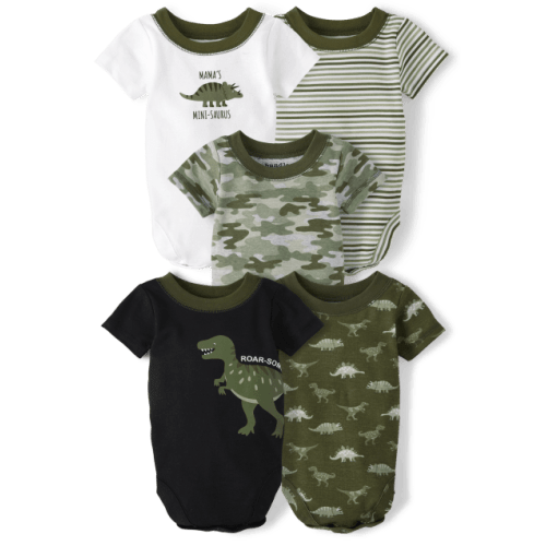 Baby Boys Handsome Bodysuit 5-Pack - Green